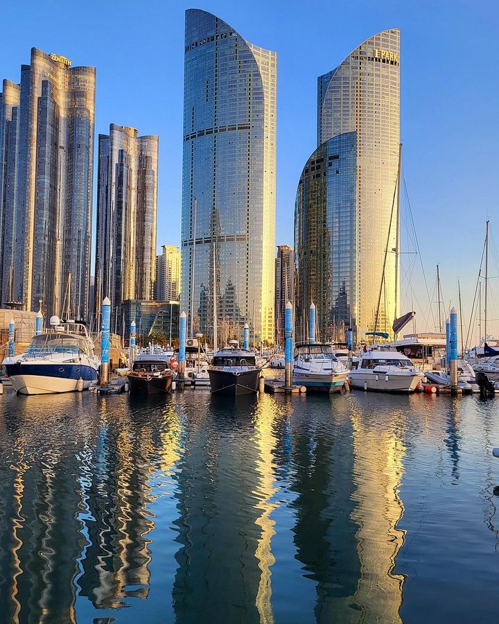Photo of Busan's waterfront and skyline