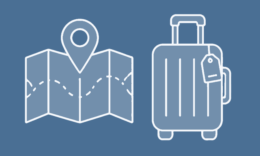 Trip Planner board icon — map pin and suitcase