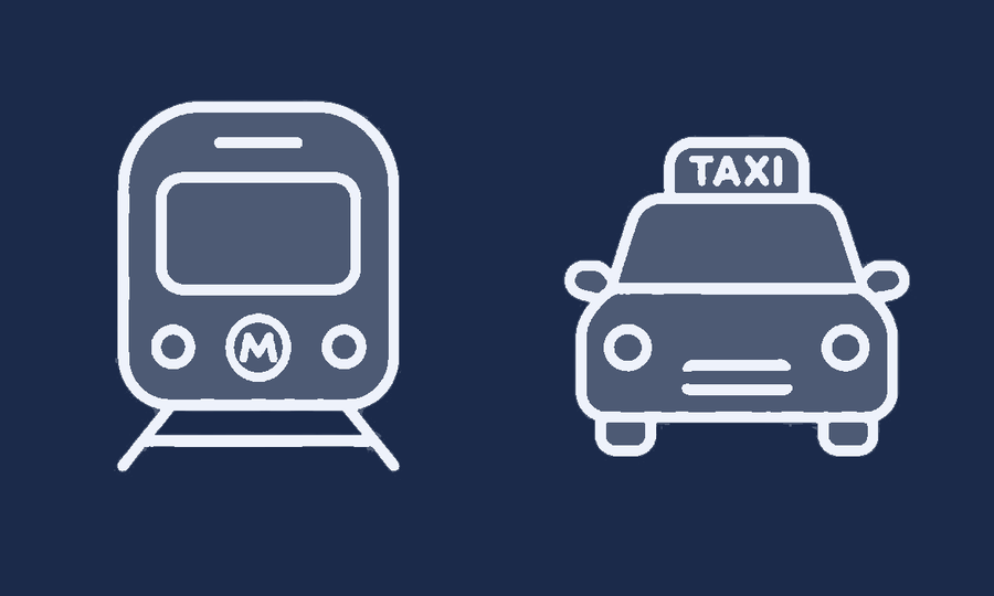 Getting Around board icon — metro and taxi