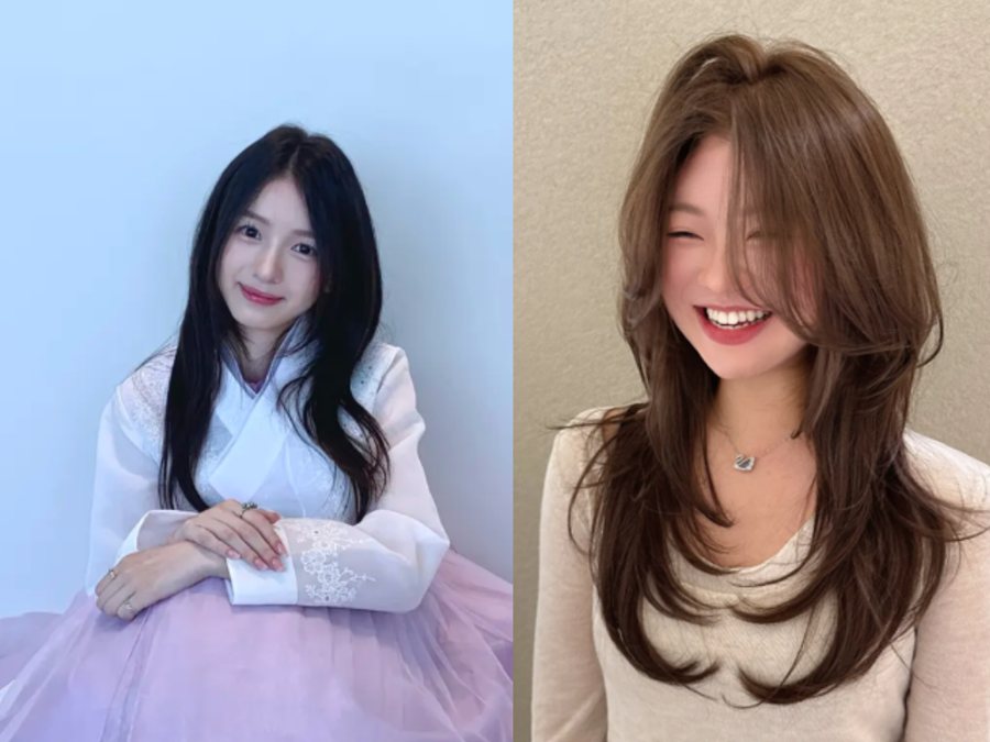 Side-by-side photo showing a hanbok look and a hair styling result, photo courtesy of Noir Hair