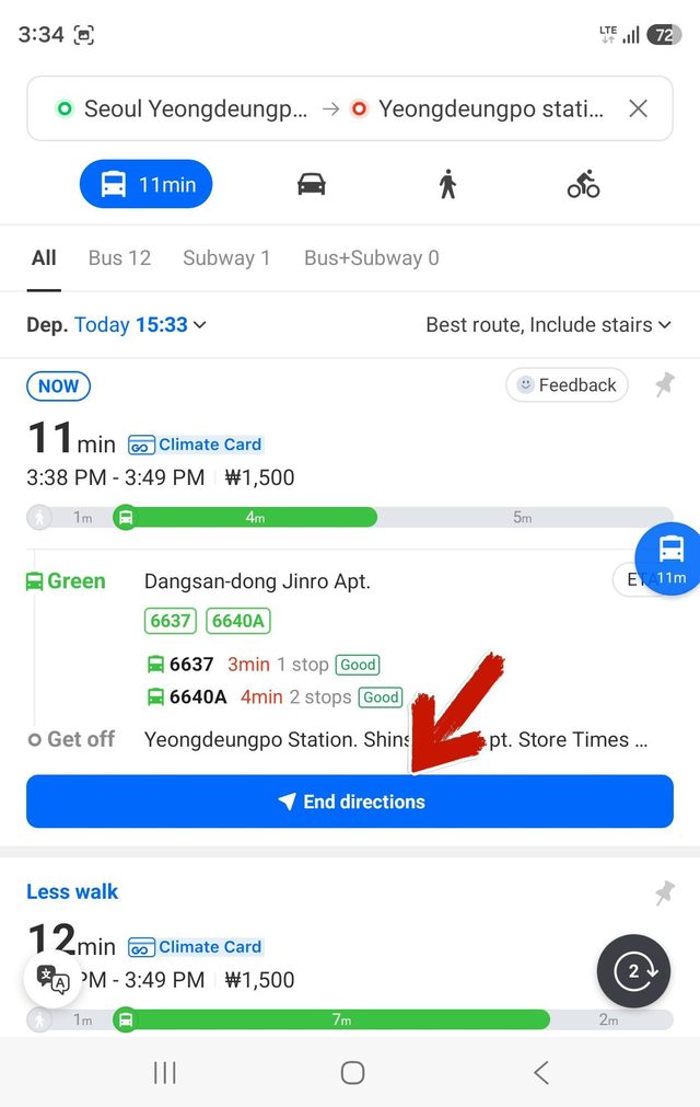 Tapping End directions to turn off the arrival alert