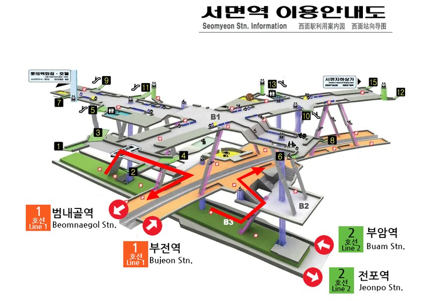 Seomyeon Station's 3D wayfinding map