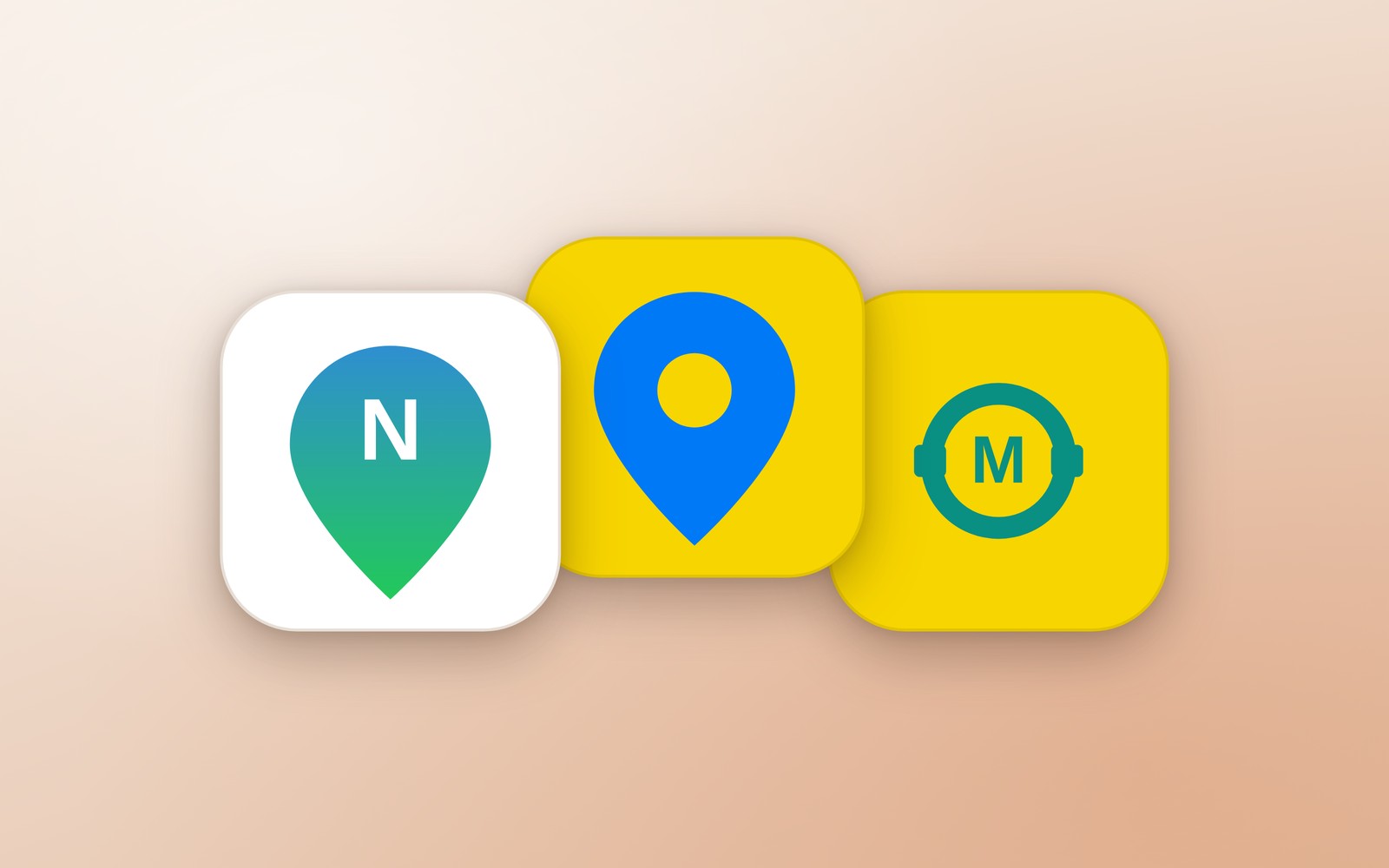 Naver Map, Kakao Map and Kakao Subway app icons